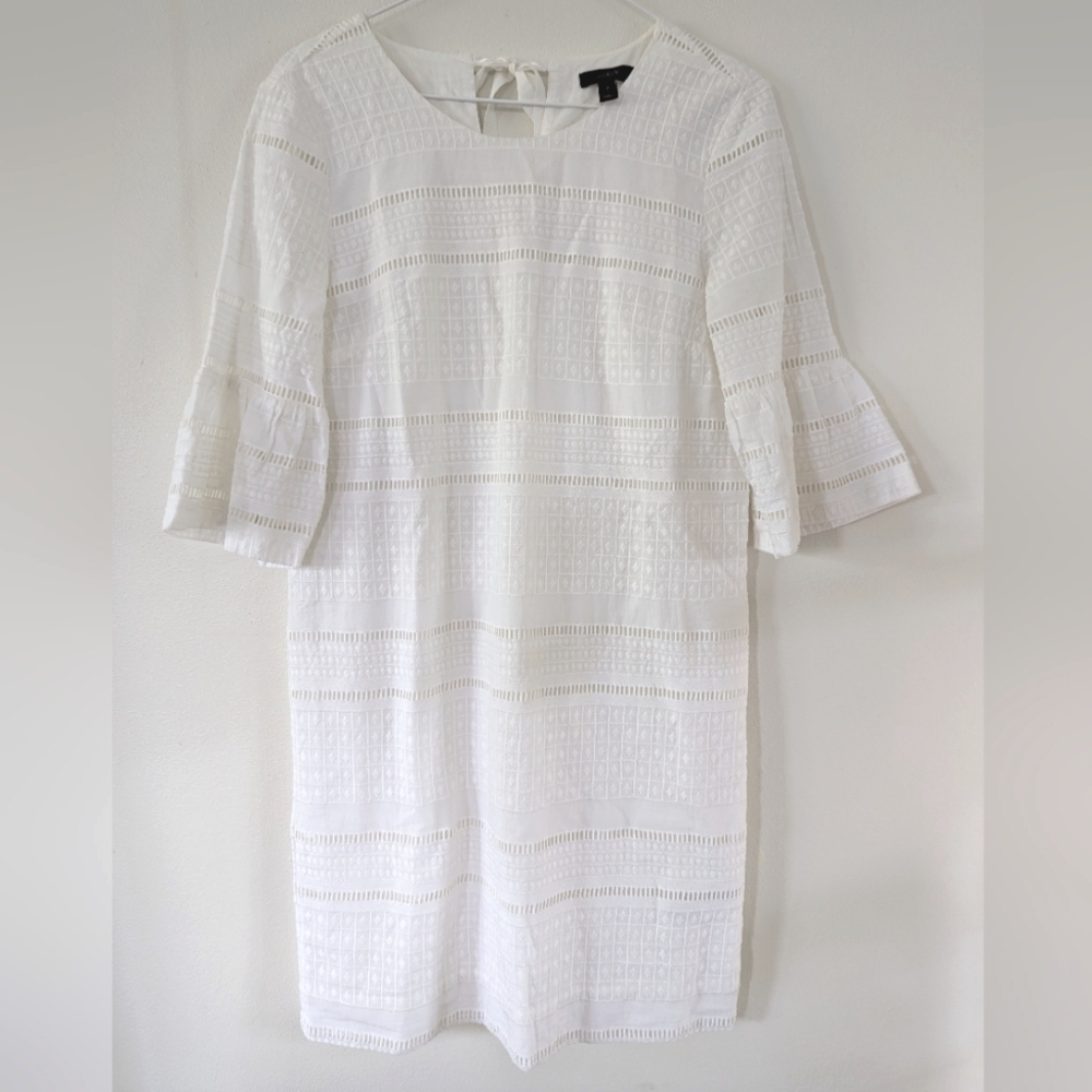 J. Crew White Eyelet Cotton Shift Dress Size 0